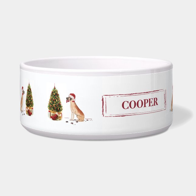 ツリーと大おもしろいきなダンのクリスマス犬 ボウル (左)