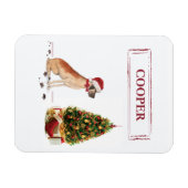 ツリーと大おもしろいきなダンのクリスマス犬 マグネット (横)