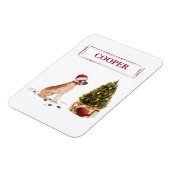 ツリーと大おもしろいきなダンのクリスマス犬 マグネット (左側)