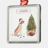 ツリーと大おもしろいきなダンのクリスマス犬 メタルオーナメント (左)