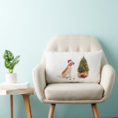 ツリーと大おもしろいきなダンのクリスマス犬 ランバークッション (椅子)