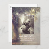 ツリーと文字列のラ素朴イト写真の日付を保存 案内ポストカード (正面/裏面)