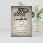 ツリーと素朴ストリングライト結婚式のRSVPカード 出欠カード (スタンド正面)