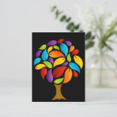 ツリーと葉カラフル ポストカード (スタンド正面)