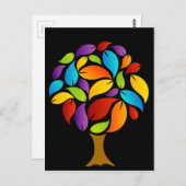 ツリーと葉カラフル ポストカード (正面/裏面)