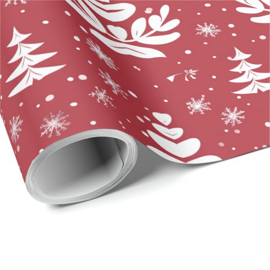ツリーと赤いクリスマスのラッピング紙 ラッピングペーパー (ロールコーナー)