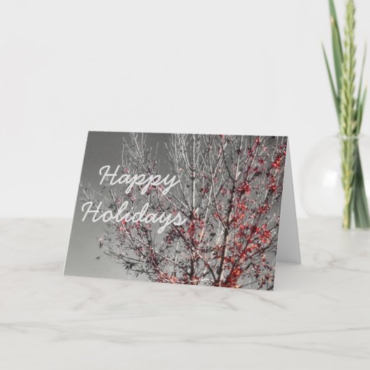 ツリーと赤葉いHappy Holidays シーズンカード (正面)