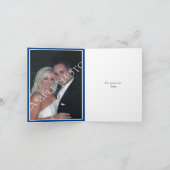 ツリーと輝くライトの青い結婚式の感謝カード サンキューカード (内部)