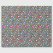 ツリーと願いを持つ赤ピンクのクリスマストラック ラッピングペーパー (フラット)