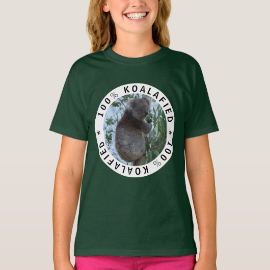 ツリーにおもしろい認定された可愛いコアラ Tシャツ (正面)