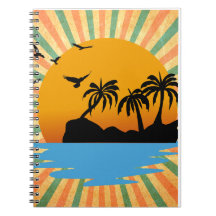 ツリーのあるレトロな夕日