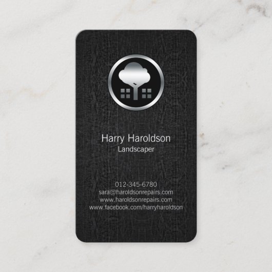 ツリーのアイコン黒グランジ地主名刺 名刺 (正面)