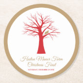 ツリーのイベントのパトリッジ ラウンドペーパーコースター (正面)