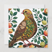 ツリーのウズラの切り抜きステンシルスタイル 招待状 (裏面)