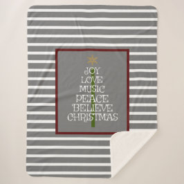 ツリーのクリスマスの可愛いグレー/白いビア シェルパブランケット