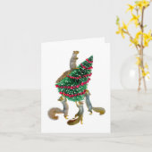 ツリーのクリスマスカードを持つリス カード (黄色い花)