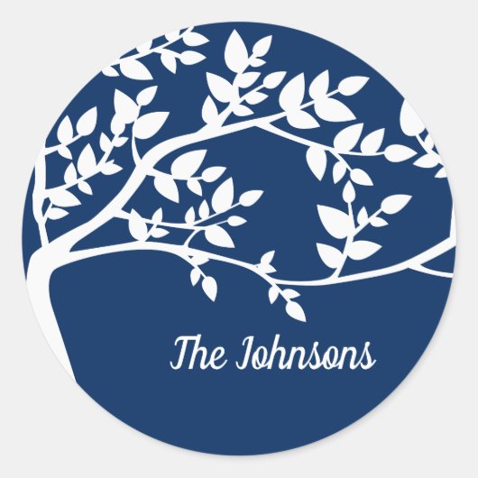 ツリーのシルエット ラウンドシール (正面)