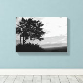 ツリーのシルエット（白黒） キャンバスプリント (インサイチュ (ウッドフロア))