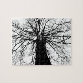 ツリーのシルエット（白黒） ジグソーパズル