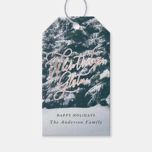 ツリーのトップがクリスマスの休日を聞く ギフトタグ (正面)