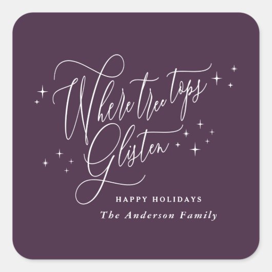 ツリーのトップがクリスマスの休日を聞く スクエアシール (正面)