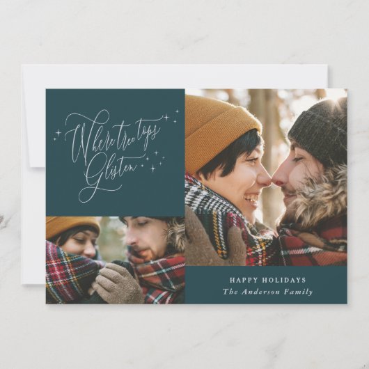 ツリーのトップが写真の数々のクリスマスを輝く シーズンカード (正面)