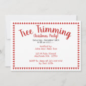 ツリーのトリミングパーティー赤/白フォント 招待状 (正面)