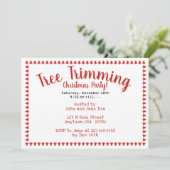 ツリーのトリミングパーティー赤/白フォント 招待状 (スタンド正面)