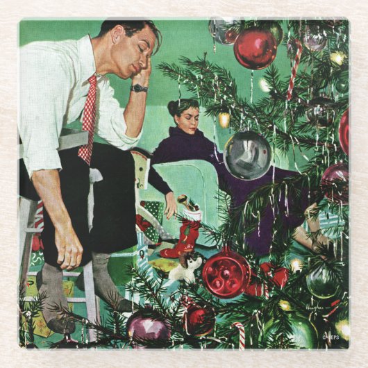 ツリーのトリミング ガラスコースター (正面)