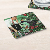 ツリーのトリミング スクエアペーパーコースター (アングル)