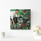 ツリーのトリミング スクエア壁時計 (ホーム)