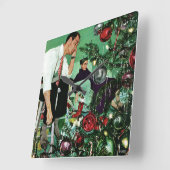 ツリーのトリミング スクエア壁時計 (傾斜)