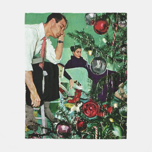 ツリーのトリミング フリースブランケット (正面)