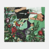 ツリーのトリミング フリースブランケット (正面(横))