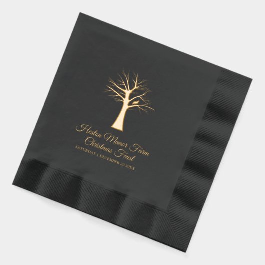 ツリーのフェスティバル祭りのクリスマスパラッジ 箔ナプキン (左)