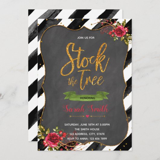 ツリーのブライダルシャワーの招待を予約する 招待状 (正面/裏面)