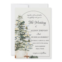 ツリーのライトウィンタークリスマス結婚式招待状。