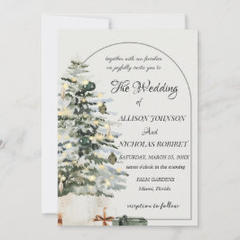 ツリーのライトウィンタークリスマス結婚式招待状。 招待状