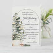 ツリーのライトウィンタークリスマス結婚式招待状。 招待状 (スタンド正面)