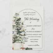 ツリーのライトウィンタークリスマス結婚式招待状。 招待状 (正面/裏面)