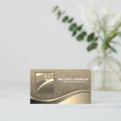 ツリーのロゴ（横） | 金ゴールド金属波 名刺 (スタンド正面)