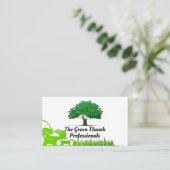 ツリーのロゴ | 芝刈り機と草 名刺 (スタンド正面)