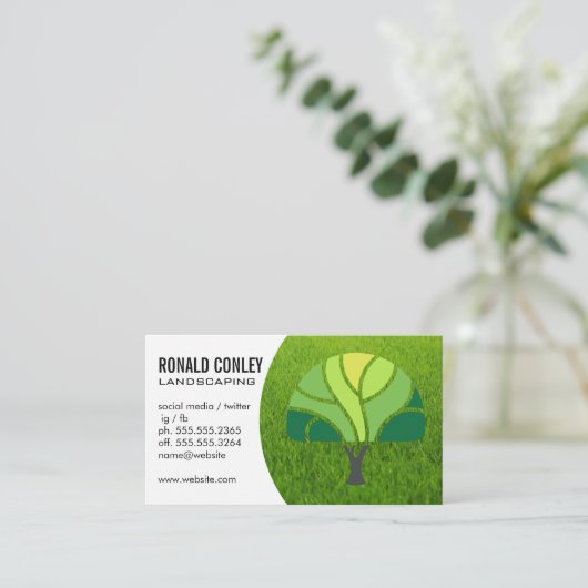 ツリーのロゴ |芝生 名刺 (スタンド正面)