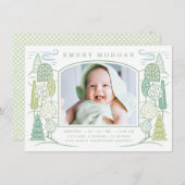 ツリーの一番上の誕生発表の緑 案内状 (正面/裏面)