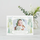 ツリーの一番上の誕生発表の緑 案内状 (スタンド正面)