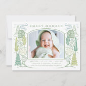 ツリーの一番上の誕生発表の緑 案内状 (正面)