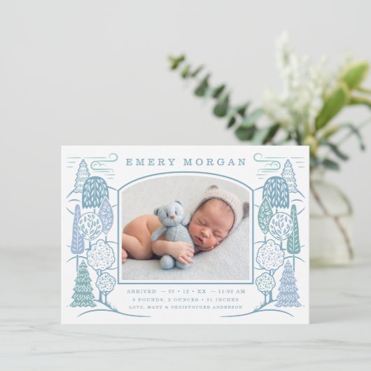 ツリーの一番上の誕生発表の青 案内状 (スタンド正面)