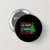 ツリーの下で寝そべるよ 面白い家族のクリスマス 缶バッジ (正面&裏面)