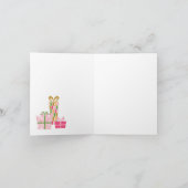 ツリーの下にレトロクリスマスカード – ピンク サンキューカード (内部)