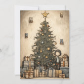 ツリーの下のクリスマスプレゼントイラストレーション シーズンカード (正面)